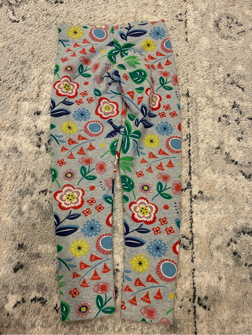 Boden Gray Floral Print Leggings with Multicolor Blooms